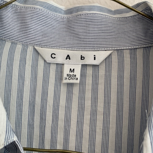 Cabi Pucker Blue and White Striped Shirt Dress - Picture 4 of 8